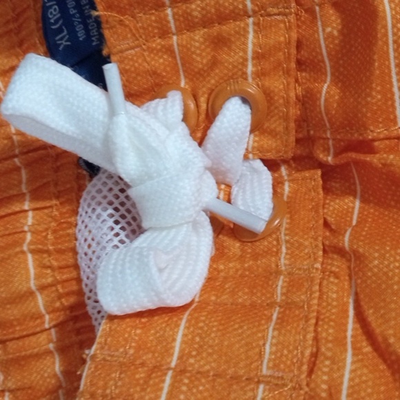 KANU BOYS LINE UP RASH GUARD SWIM TRUNKS ORANGE WHITE STRIPES  SIZE XL 18-20 NWT - Picture 6 of 8
